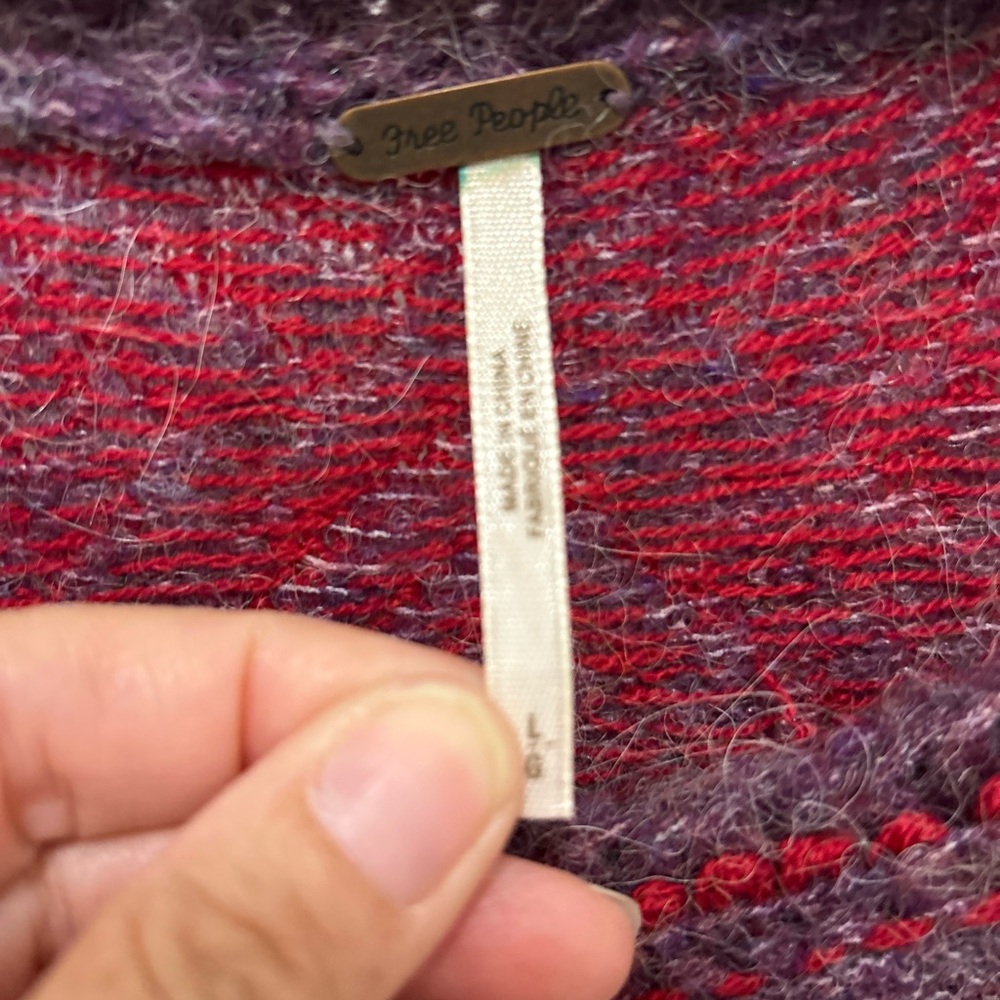 Free People Purple and Red Scoop Neck Sweater Oversized - Picture 3 of 8